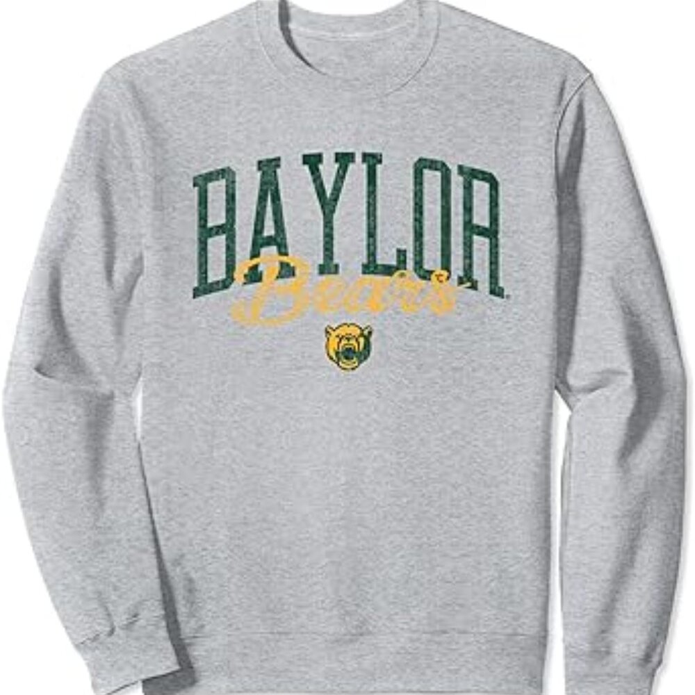 Baylor Bears Finest Heather Distressed Logo Officially Licensed Sweatshirt Small